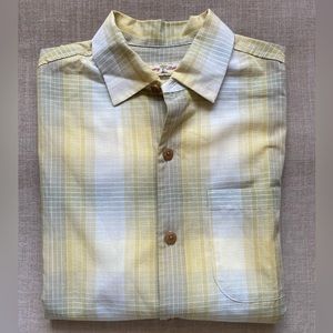 Tommy Bahama Woven Check Shadow Plaid Short Sleeve Lyocell Sport Shirt Size S
